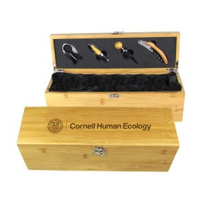 Cornell Human Ecology Bamboo Wine Gift Box with Tools
