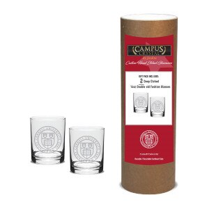 Cornell Seal Deep Etched 14oz Double Old Fashioned Canister Set of 2