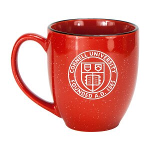 Cornell Seal Speckled Red White Interior Etched Bistro Mug