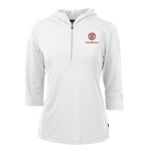 Women's Cornell Law Cutter & Buck Eco Pique Recycled Half Zip Hood