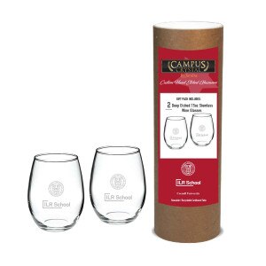 Cornell ILR School Stemless Wine Glass Set