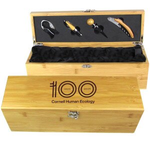 Cornell Human Ecology 100 Year Bamboo Wine Gift Box with Tools