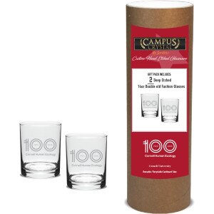 Cornell Human Ecology 100 Year Double Old Fashion Glass Set