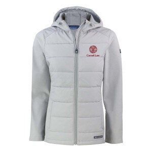 Women's Cornell Law Cutter & Buck Eco Softshell Full Zip Hooded Jacket