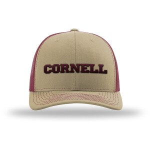 Khaki and Burgundy Cornell Trucker Cap