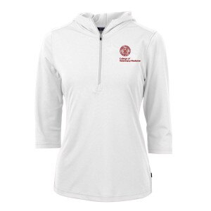 Women's Cornell Veterinary Medicine Cutter & Buck Eco Pique Recycled Half Zip Hood
