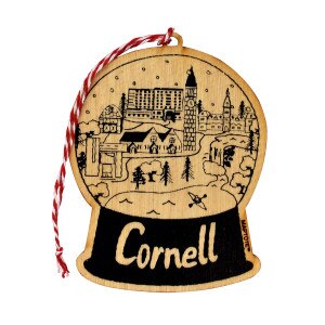 Cornell Snowglobe Wood Ornament