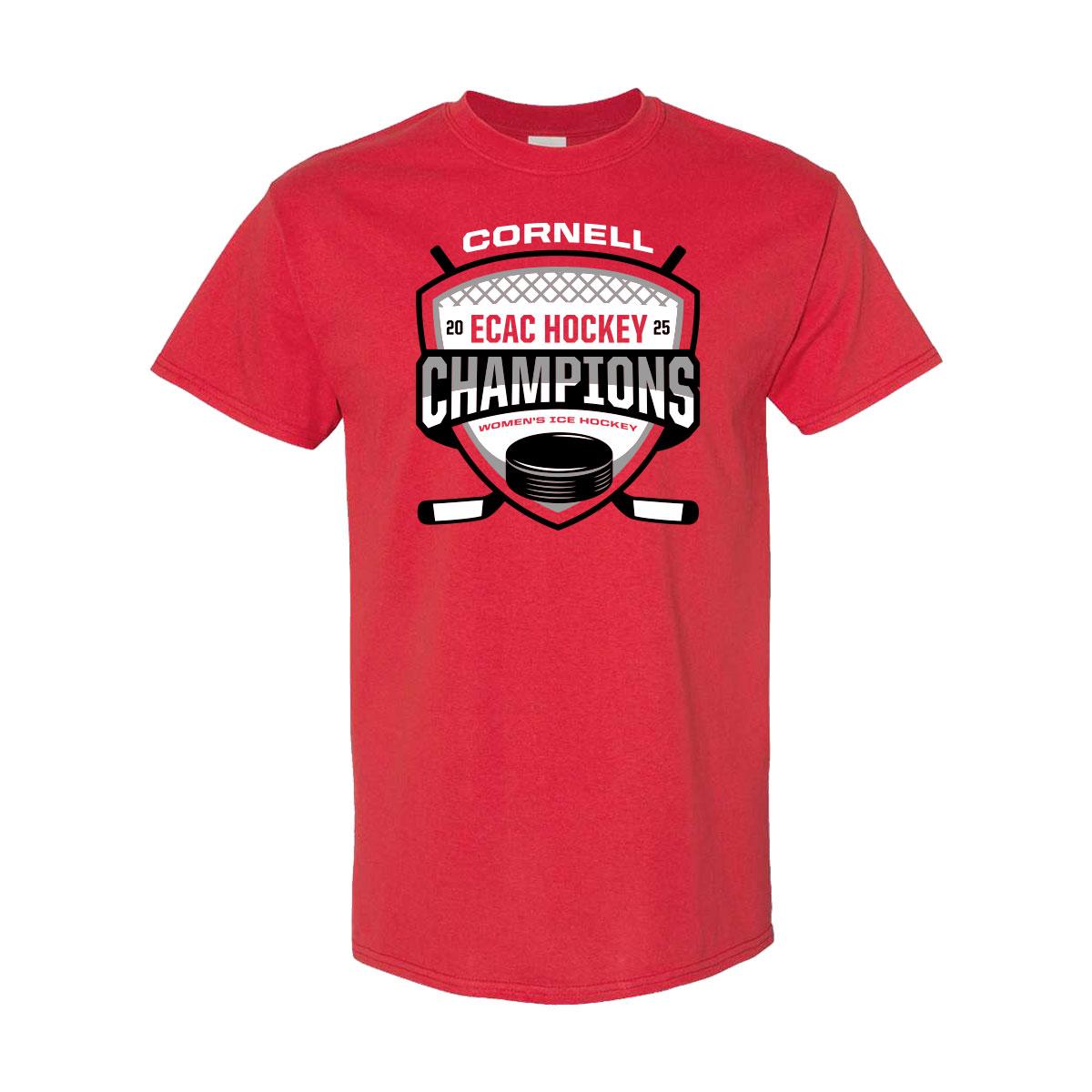Unisex Tee with Women's ECAC red