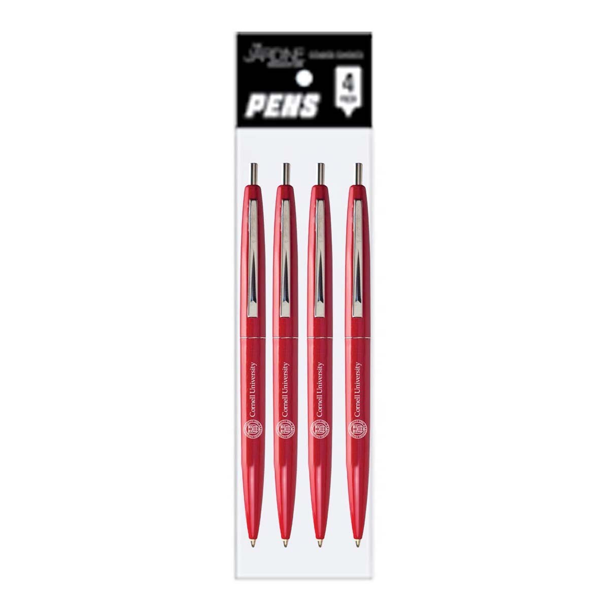 Cornell BIC Clic Silver Clip Pen Red 4 Pack
