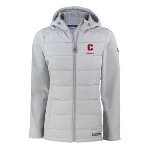 Women's Cornell Block C Cutter & Buck Eco Softshell Full Zip Hooded Jacket