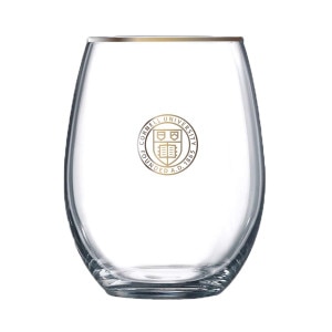 Cornell Seal Gold Rim Stemless Wine