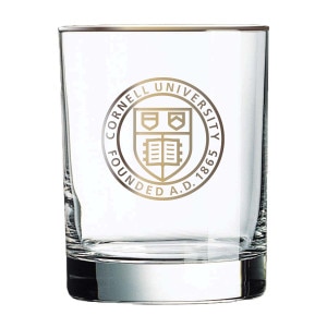 Cornell Seal Gold Rim Rocks Glass