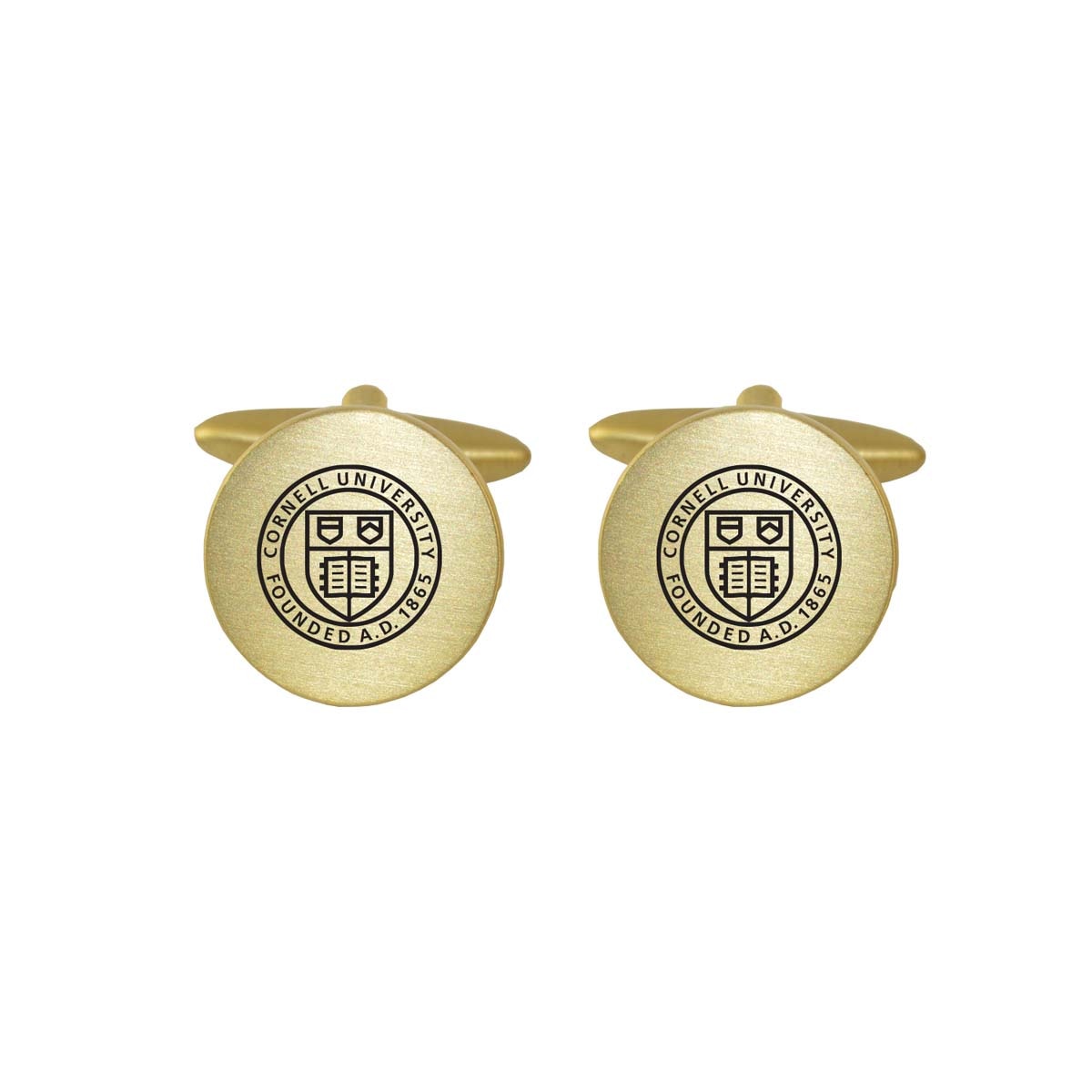 Seal Cuff Links Etched Brushed Gold