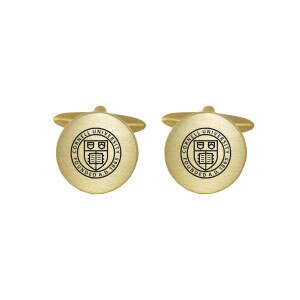 Seal Cuff Links Etched Brushed Gold