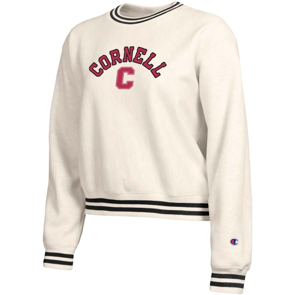 Champion Women's Cornell with Stripe Reverse Weave Crew