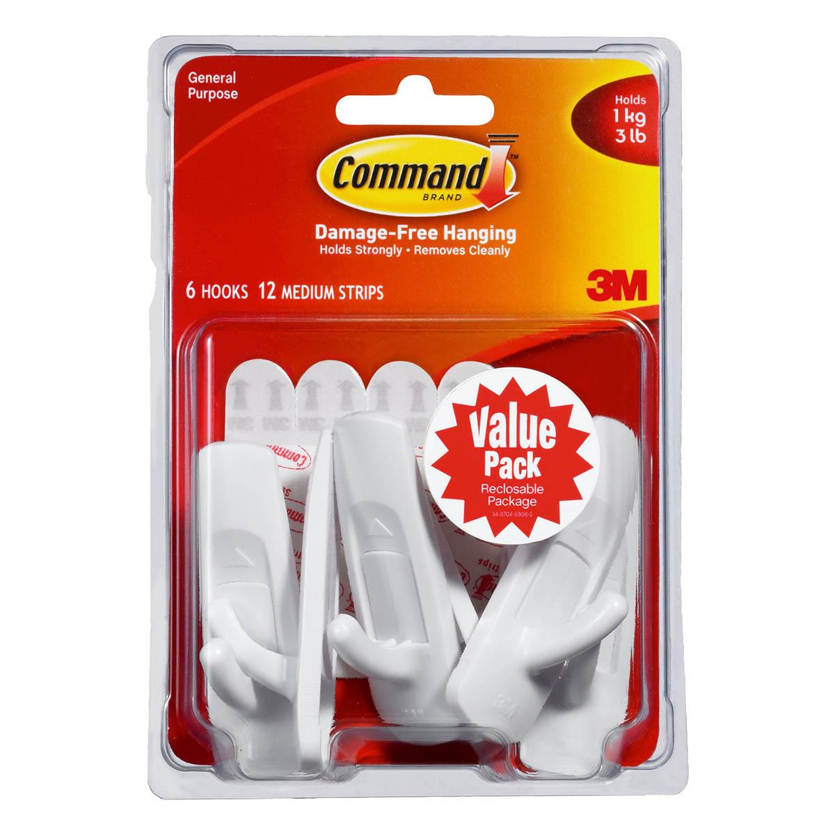 6pk Command Medium Hook Value Pack