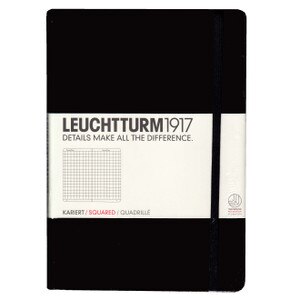 Leuchtturm 1917 Notebook, Medium A5, Hardcover, Black, Squared