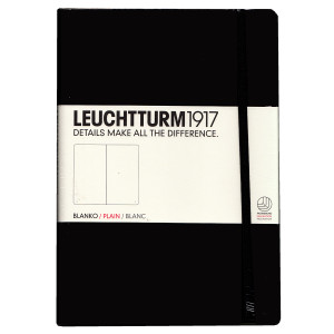 Leuchtturm 1917 Notebook, Medium A5, Hardcover, Black, Plain