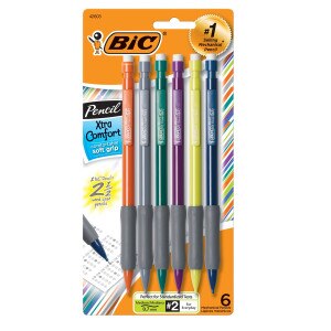 BIC Matic Grip Mechanical Pencils, 0.5mm, Assorted Barrels, 6pc
