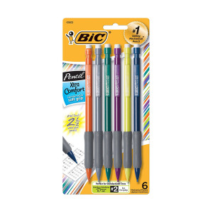 BICmatic Grip Mechanical Pencils, 0.7mm, Assorted Barrels, 6pc