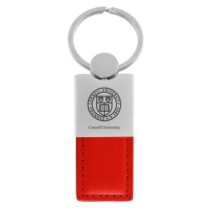 Red Metal Leather Seal Over Cornell Key Chain
