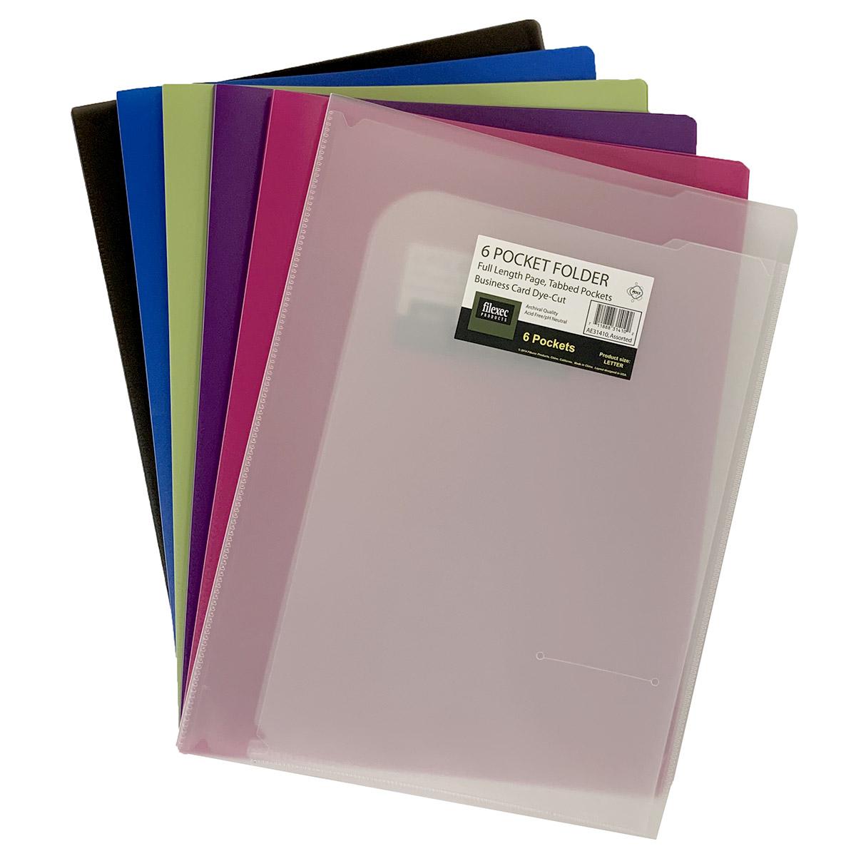 6 Pocket Portfolio Folder, Assorted