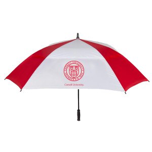 Red and White Umbrella with Cornell Seal