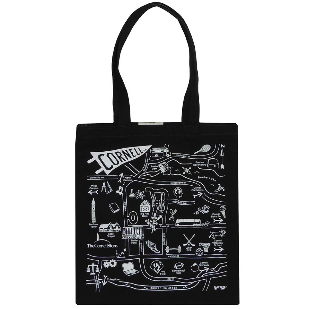 Black Cornell Map Tote | The Cornell Store | Cornell University