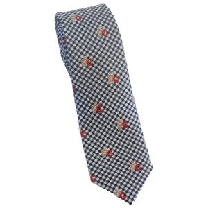Men's Tie Skinny - Gingham Bear - Black And White