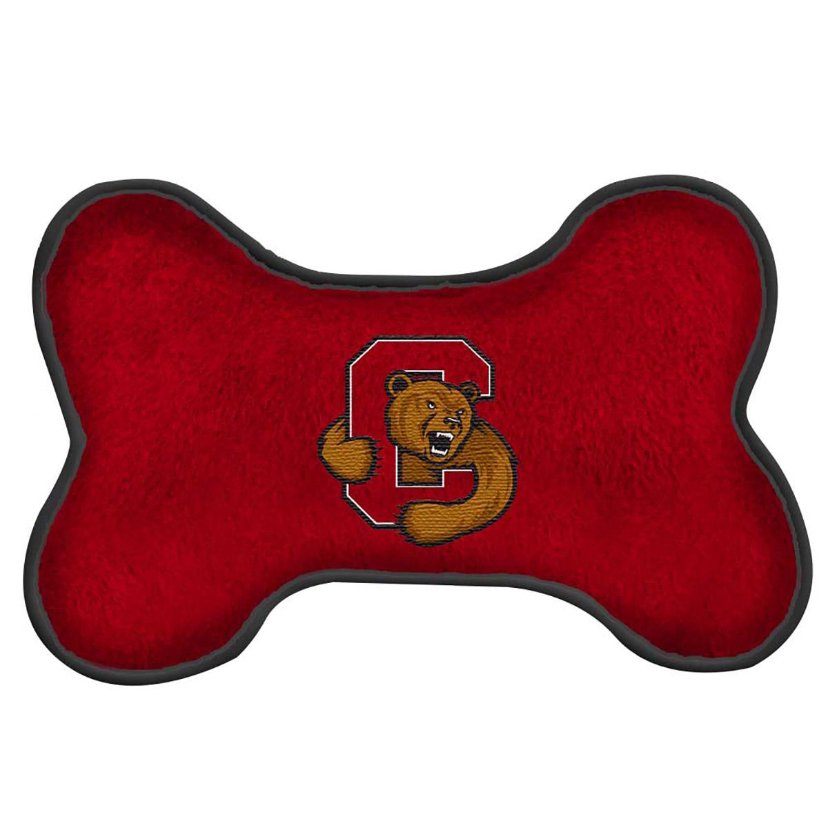 Red Cornell Fleece Dog Bone Toy