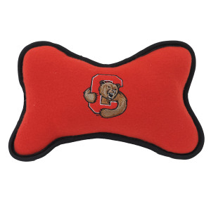 Red Cornell Fleece Dog Bone Toy
