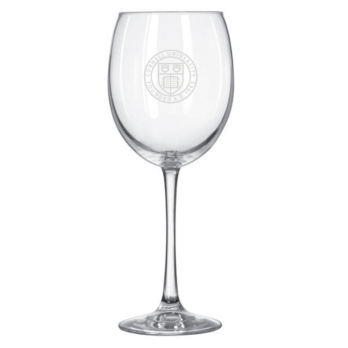 Etched Cornell Seal Wine Glass 10.5