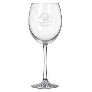 Etched Cornell Seal Wine Glass 10.5
