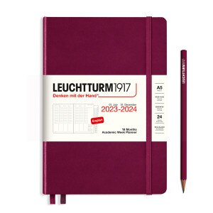 Leuchtturm 1917 Medium A5 Academic Weekly Planner - 18 Months, Port Red