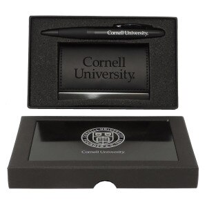 Gift Set Velour Business Card Holder And Bullet Ballpoint Pen