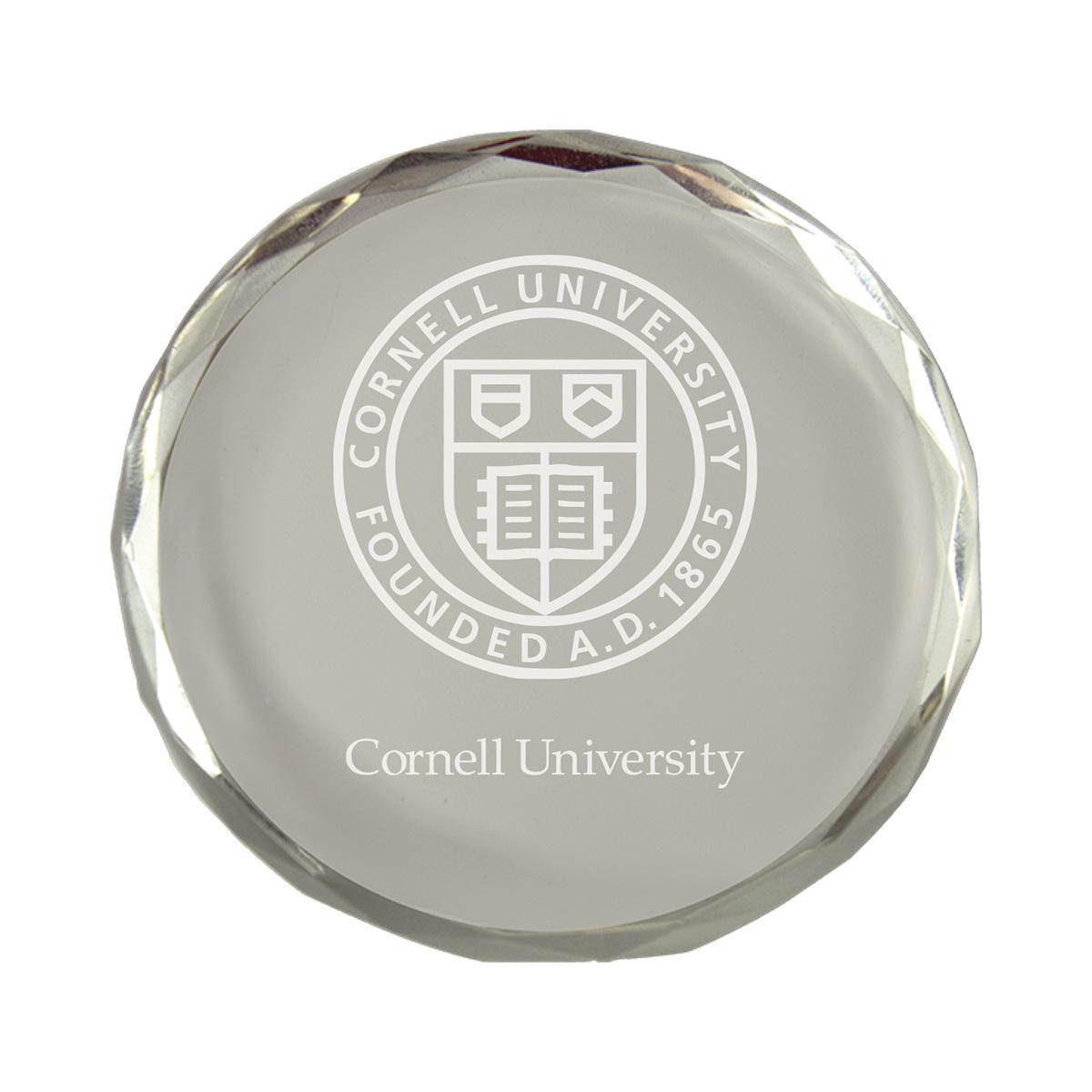 Cornell Seal Crystal Paperweight