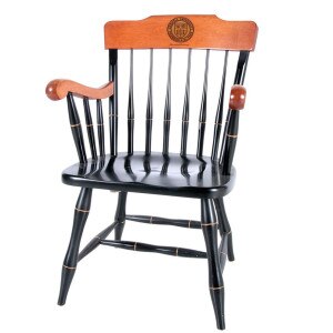 Captain's Chair- Black with Cherry Finish Arms and Back Rest
