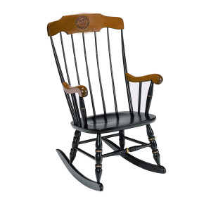 Boston Black Rocking Chair with Cherry Wood Arms and Head Rest
