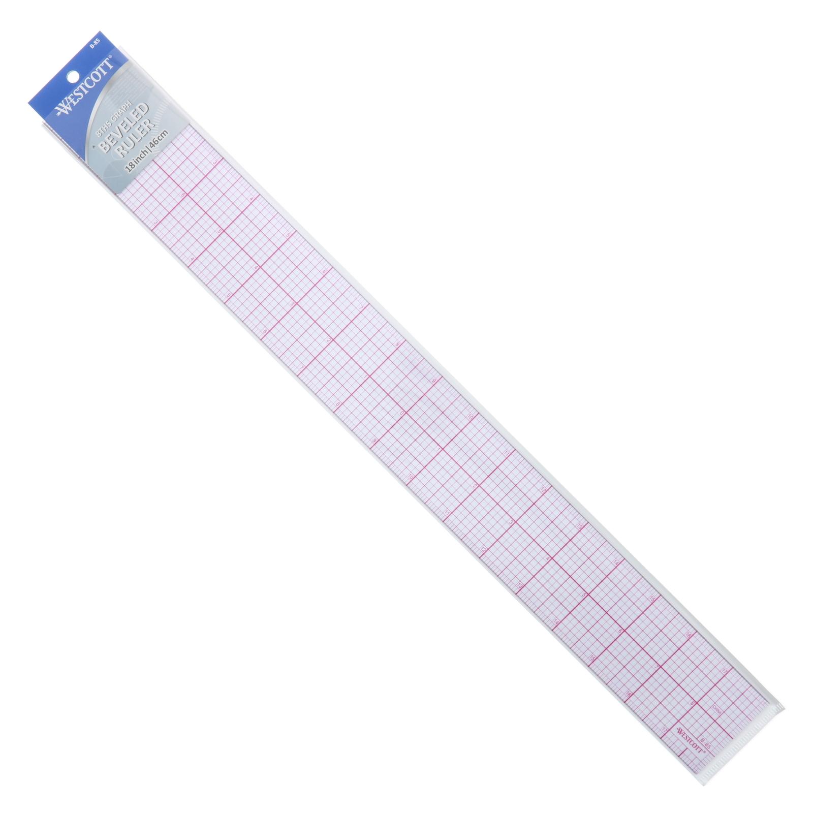 Clear Beveled Edge 2x18 Ruler Red G