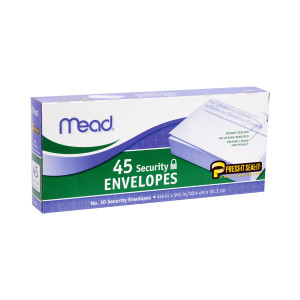 Mead Security Envelopes, Self Sealing, 45/Box