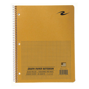 Wirebound 5x5 Quad Ruled Notebook, Green