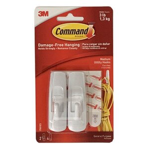 Hooks, White, Medium, 2 Hooks/4 Strips