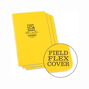 Rite in the Rain Weatherproof Stapled Notebook, 4 5/8" x 7", Yellow Cover, Journal Pattern, 3 Pack
