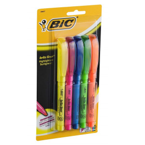 Bright Liner Highlighters, Pen Style, 5pc, Assorted