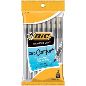 Round Stic Grip Black 8pk BIC BP