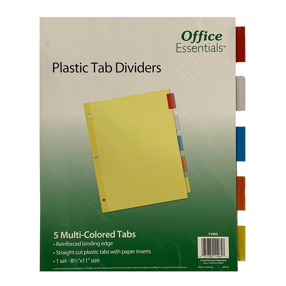 Plastic Tab Colored Dividers, Buff