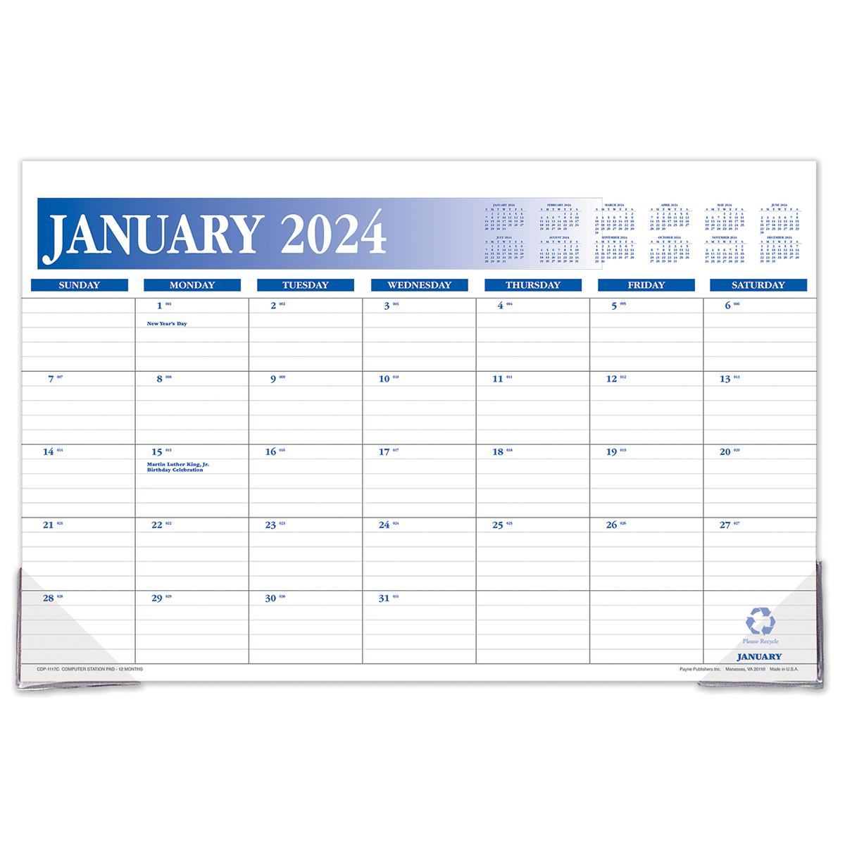 11X17 Computer Desk Calendar - 12 m