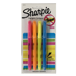 Sharpie Pocket Style Highlighters, Assorted, 4/count