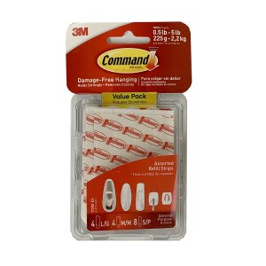 Command Adhesive Replacement Strip, White, 16Pk