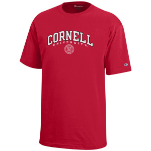 Youth Tee Arched Cornell Emblem - Red